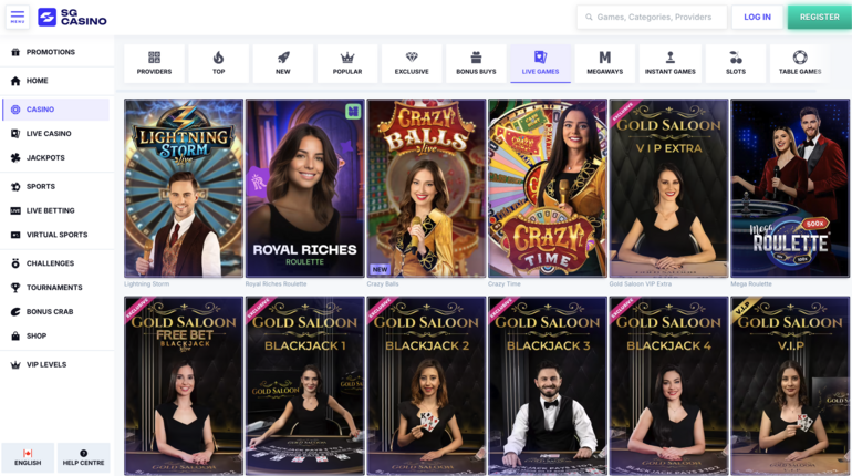 SG Casino Live Games & TV Shows